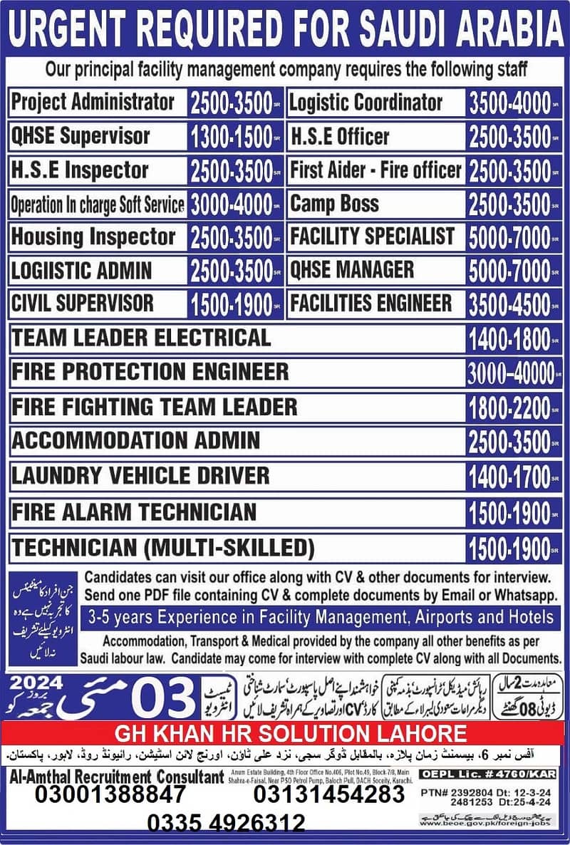 Jobs In Saudia/Heavy Duty Drivers/Loader Operator/Electrician/Labor 1