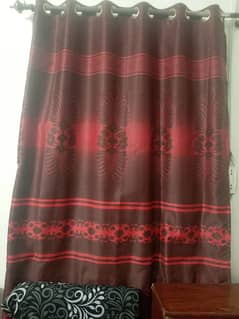 two pieces of silk curtains in red and black color