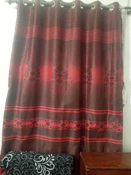 two pieces of silk curtains in red and black color 1