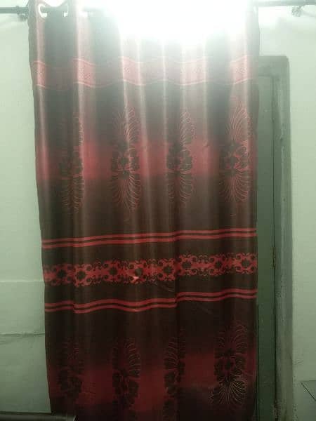 two pieces of silk curtains in red and black color 2