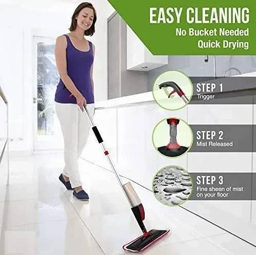 Spray Mop Set with Microfiber Washable Pad and Floor Cleaning Mop 4
