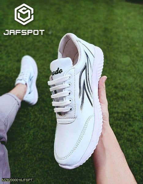Men's Athletic Running Sneakers -JF019,White Whith Black Lines 2