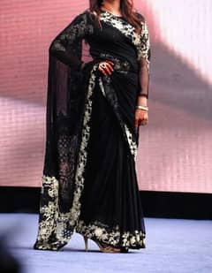 Black chiffon saree (ready to wear medium)