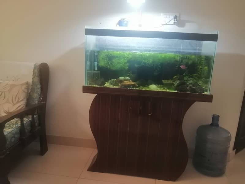 3 feet Aquarium with wooden base for urgent  sale 4