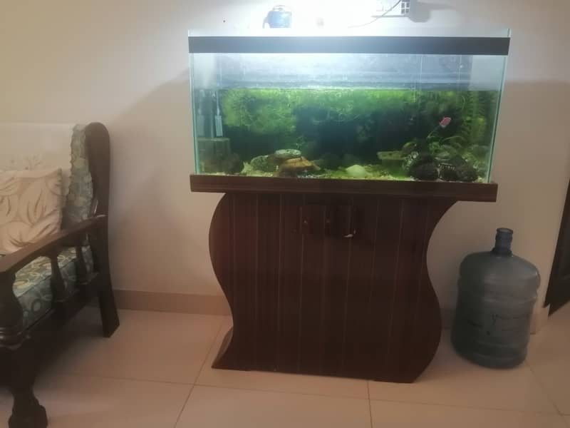 3 feet Aquarium with wooden base for urgent  sale 5