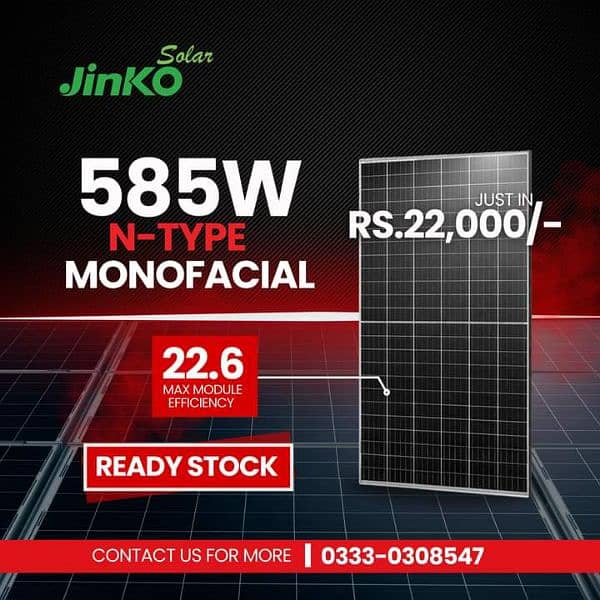 Jinko Solar 585 Watts N-Type Monoficial Available 0