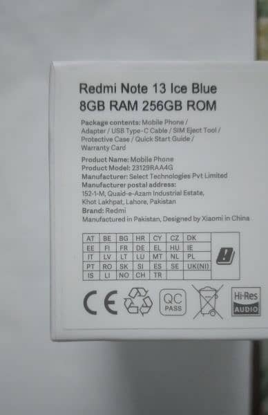 Xiaomi Redmi note 13 256GB/ 8 RAM 11