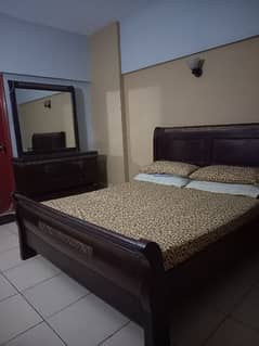 Genuine Wood Bed & Table with mattress