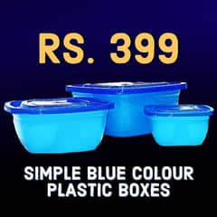 3 Piece Blue Colour Simple Plastic Storage Boxes