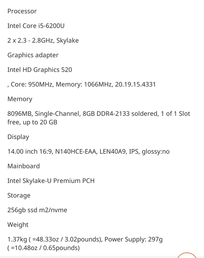Lenovo Thinkpad T460s Core i5 6th gen 8gb 256gb ssd 14 inch display 1