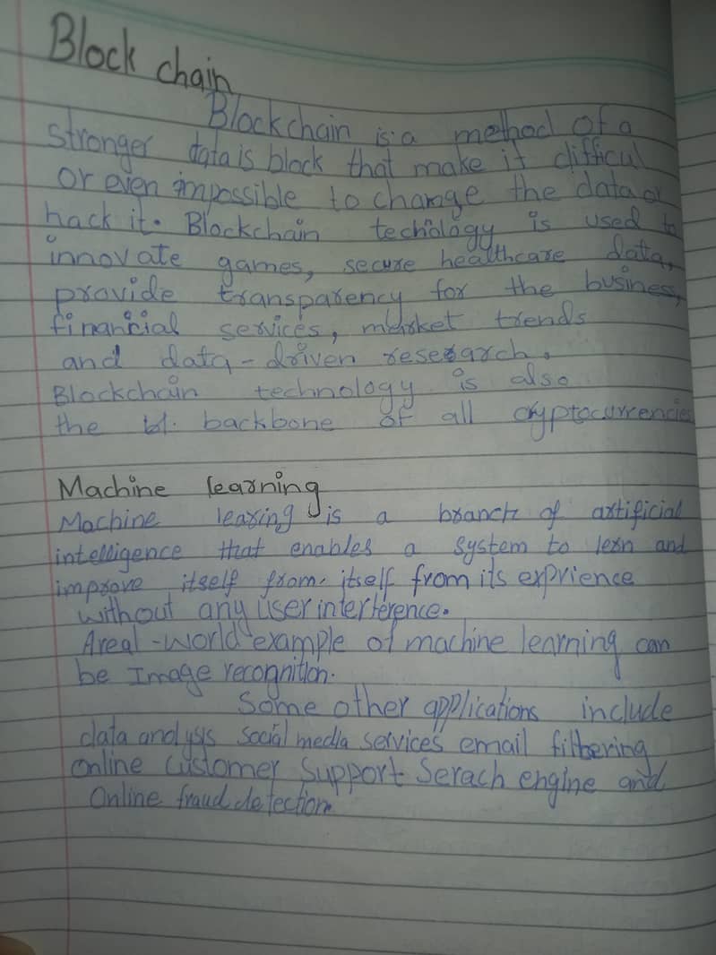 Handwriting assignment work 9