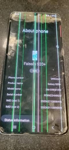 Samsung Galaxy S20 plus. with box   8  , 128.     pta aficial approved