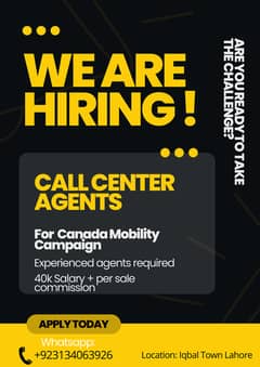 Call Center agents required
