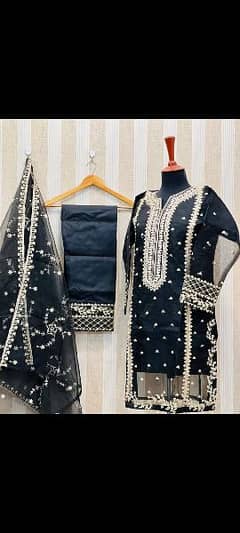 3Pc Formal Embroidered Organza Suit
