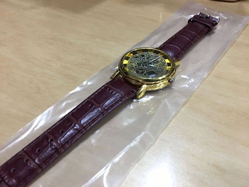 Brown Leather Skeleton Watch. 2