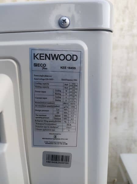 Kenwood ac 1.5 ton new 4 year pcb card 10 year compressor 1 year parts 4