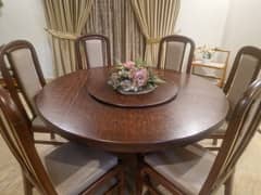 6 chairs pure wood dining table for sale