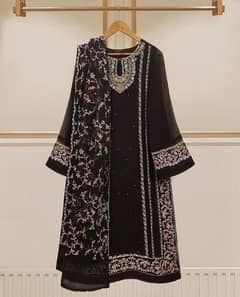 Rashbari  stiched embroidery three pieces with pure embroidery work