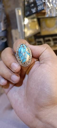 Irani Feroza Stone 100% Original In silver ring 15Gram