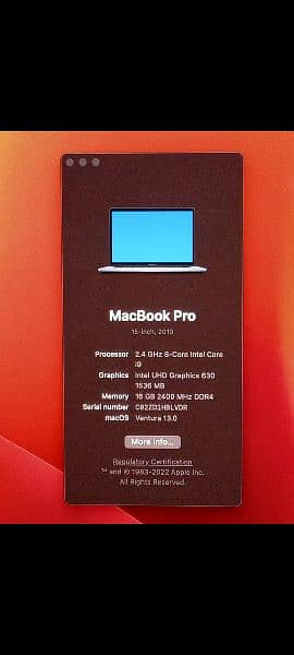 MacBook Pro 2019 Core i9 16GB 512GB 15" Display MV912 1