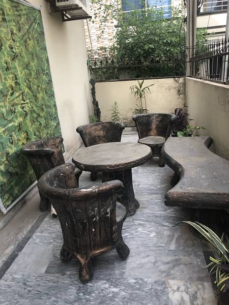 outdoor concrete table and chairs with banch 1
