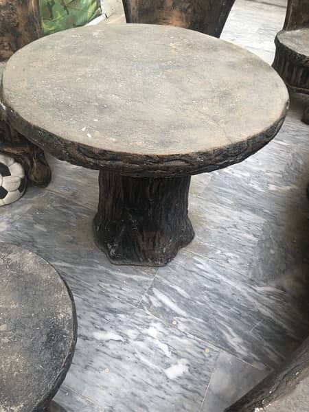 outdoor concrete table and chairs with banch 2