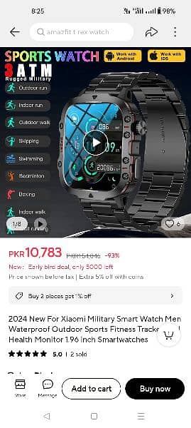 Military Smart watch IP68 waterproof Watch 2