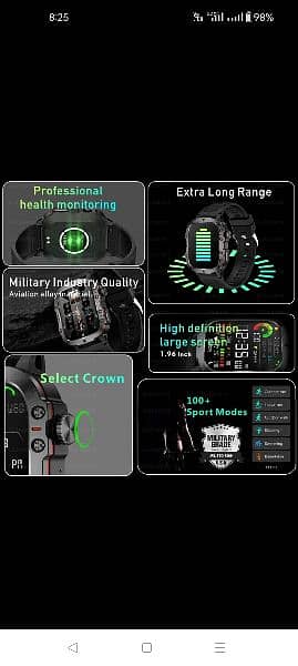Military Smart watch IP68 waterproof Watch 5