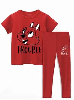 kids Mini - Trouble girls summer track suit - Red