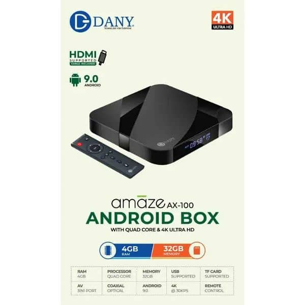 Dany Amaze AX-100 Andriod TV Box With 4GB RAM 32GB ROM | Warranty 2