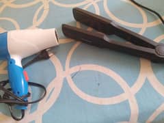 (2)hair straightner (1) hair dryer only one time used