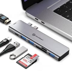 USB C Hub, USB C Adapter Multiport 7 in 2 MacBook Adapter Aluminium