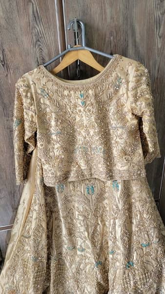 Bridal dress lehnga golden Hoorain collection Liberty 1