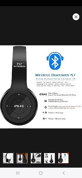 Wireless Headphones, P47 Bluetooth Foldable headphones handffree 0