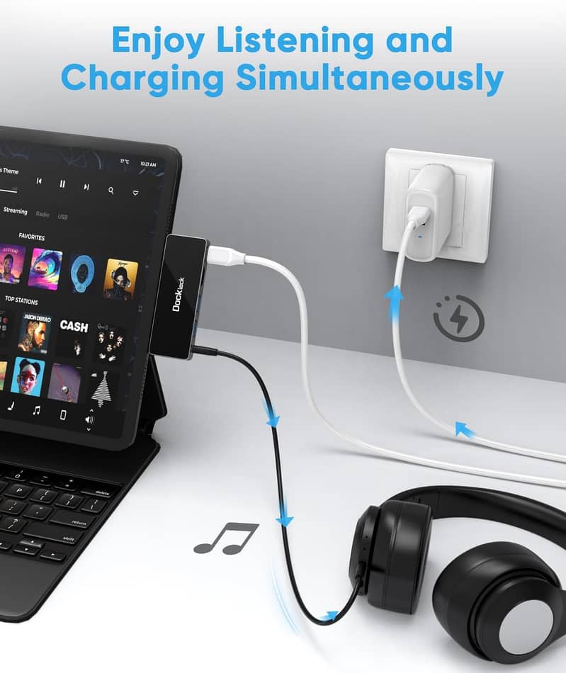 USB C Hub Adapter iPad Pro 12.9 2021 2020, Dockteck 5-in-1 4