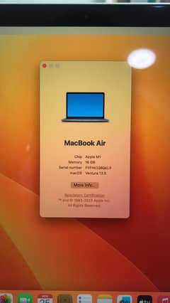 2020 MacBook Air 13.3 M1 Ram 16 SSD 256 Excellent Condition