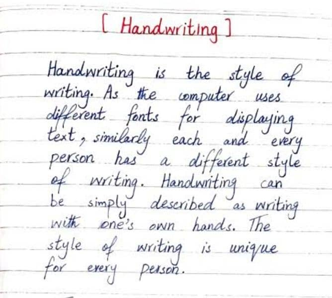 hand writing work job 6
