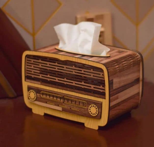 Beautiful Radio Style Wooden Tissue Box 1
