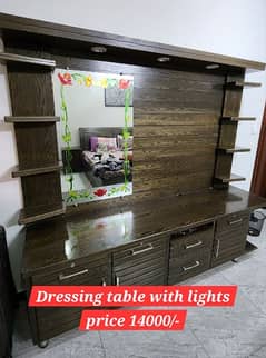 Spacious dressing table with lights installed