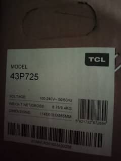 43" TCL Google android TV (Original)