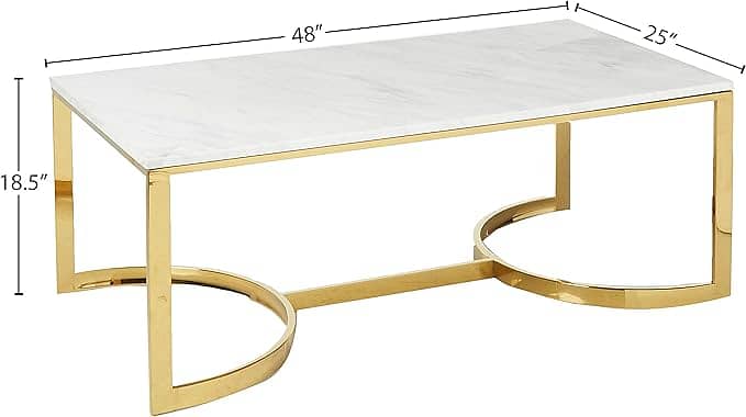 stainless steel golden Kolkata white marble top center table 2