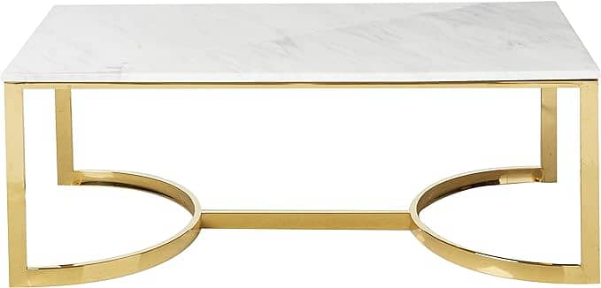 stainless steel golden Kolkata white marble top center table 3