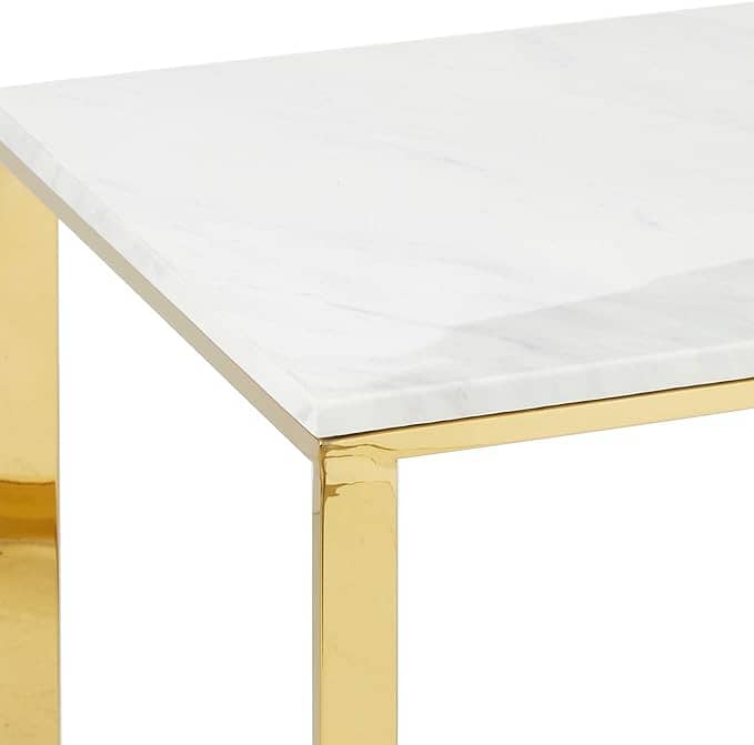 stainless steel golden Kolkata white marble top center table 6