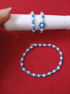 beaded bracelets and rings set , handmade jewelry