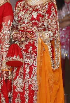 Red and golden colours bridal lahnga for sale