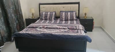 king size bed with mattress & dressing table compete set . .