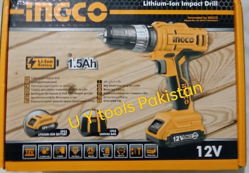 Ingco 12V lithium-lon cordless impact hammer drill 03029547345 0