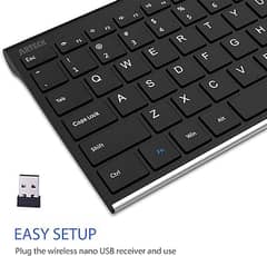 Arteck 2.4G Wireless Keyboard Stainless Steel Ultra Slim Full Size Key