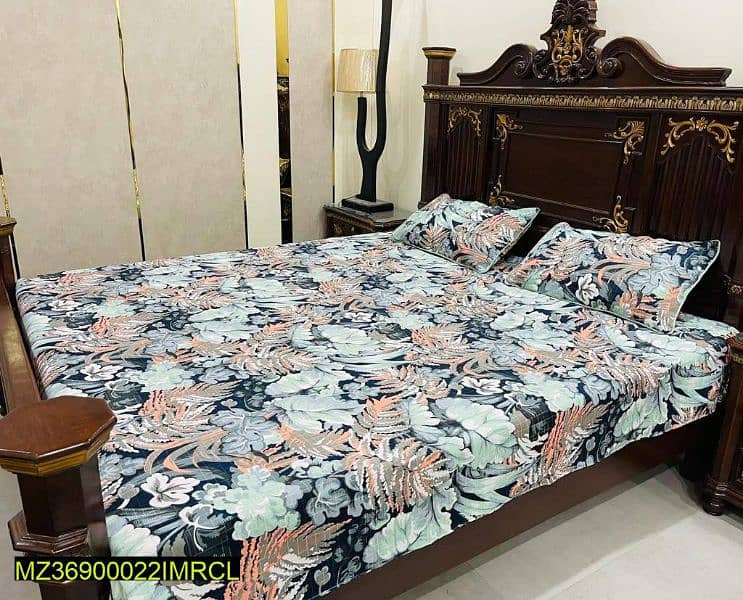 3 pic cotton printed Double Bedsheet 0