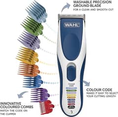 Wahl Colour Pro Cordless Clipper, Features a full set of 10 coloured c